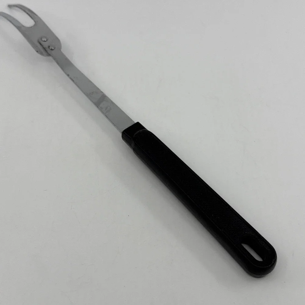 Vintage‎ Ecko Utensil Fork Stainless Steel Black Plastic Handle 12